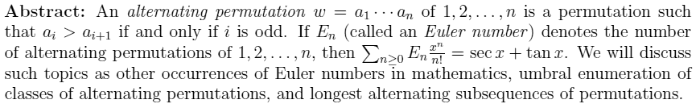 abstract for Stanley's second talk